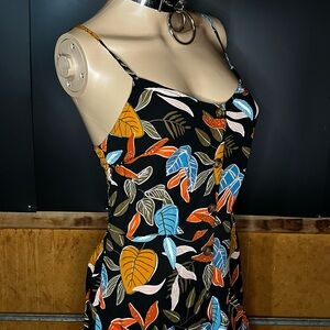 Garage leaf print midi dress